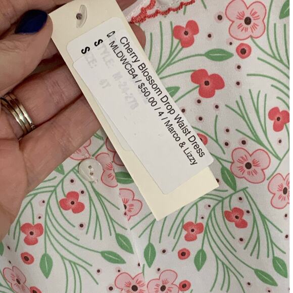Marco & Lizzy Cherry Blossoms Girl's Dropped Waist Dress NWT size 4T - Picture 4 of 5